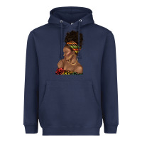 Navy afro black woman profile juneteenth Heavyweight Hoodie - texasbilliewilder