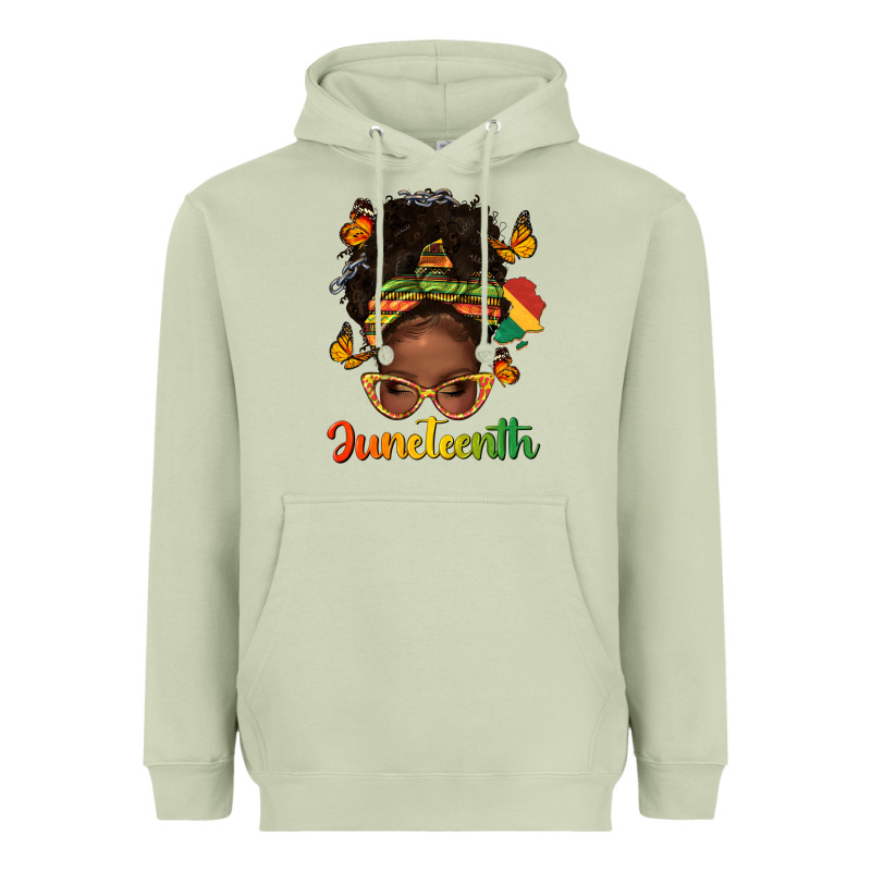 Afro Messy Bun Juneteenth Heavyweight Hoodie by texasbilliewilder | Teevron