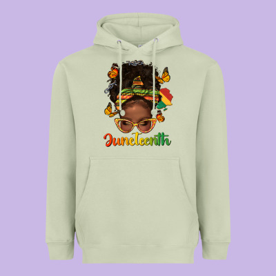 Heavyweight Hoodie afro messy bun juneteenth
