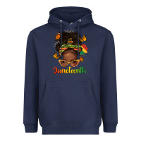 Navy afro messy bun juneteenth Heavyweight Hoodie - texasbilliewilder