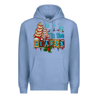 Colony Blue tis the season christmas tree cake ado Premium Hoodie - AdoDesignShop