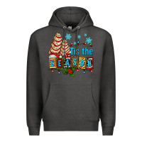 Charcoal Heather tis the season christmas tree cake ado Premium Hoodie - AdoDesignShop