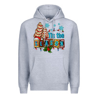Heather Grey tis the season christmas tree cake ado Premium Hoodie - AdoDesignShop