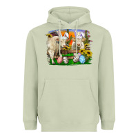 Matcha Easter Farm Cows Bunny Ears And Eggs Heavyweight Hoodie - RanaPortraitStore