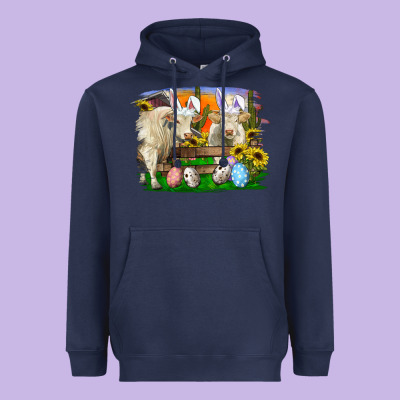 Heavyweight Hoodie Easter Farm Cows Bunny Ears And Eggs