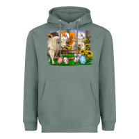 Sage Easter Farm Cows Bunny Ears And Eggs Heavyweight Hoodie - RanaPortraitStore