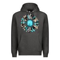 Charcoal Heather western sunflower gemstone Premium Hoodie - JahusDesignShop