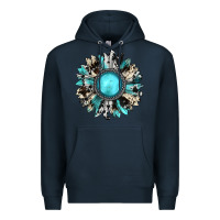 Navy western sunflower gemstone Premium Hoodie - JahusDesignShop