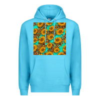 Ocean Blue sunflowers and leopard western seamless pattern Premium Hoodie - BundleAndBundleShop