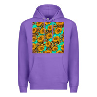 Purple sunflowers and leopard western seamless pattern Premium Hoodie - BundleAndBundleShop