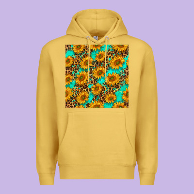 Sunflowers And Leopard Western Seamless Pattern Premium Hoodie Designed By Bundleandbundleshop