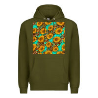 Army Green sunflowers and leopard western seamless pattern Premium Hoodie - BundleAndBundleShop