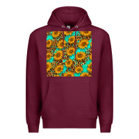 Burgundy sunflowers and leopard western seamless pattern Premium Hoodie - BundleAndBundleShop