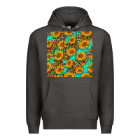 Charcoal Heather sunflowers and leopard western seamless pattern Premium Hoodie - BundleAndBundleShop