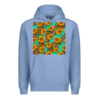 Colony Blue sunflowers and leopard western seamless pattern Premium Hoodie - BundleAndBundleShop