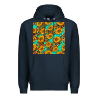 Navy sunflowers and leopard western seamless pattern Premium Hoodie - BundleAndBundleShop
