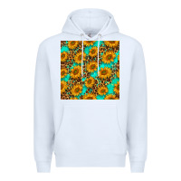 White sunflowers and leopard western seamless pattern Premium Hoodie - BundleAndBundleShop