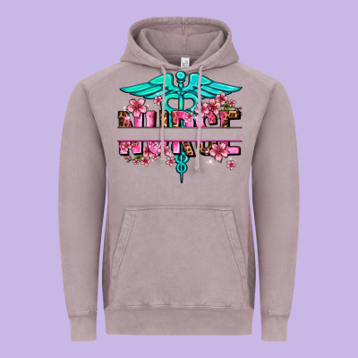 Floral Nurse Preview Vintage Hoodie Designed By Adodesignshop