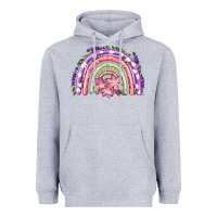 Heather Grey Easter Floral Spring Rainbow Heavyweight Hoodie - RanaPortraitStore