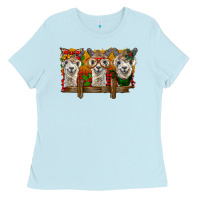 Baby Blue Christmas alpacas Ladies Tee - BarkalooDesign