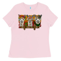 Bubblegum Pink Christmas alpacas Ladies Tee - BarkalooDesign