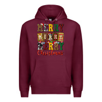 Burgundy merry merry merry christmas ado Premium Hoodie - AdoDesignShop