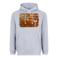 Heather Grey American melanin flag Heavyweight Hoodie - texasbilliewilder