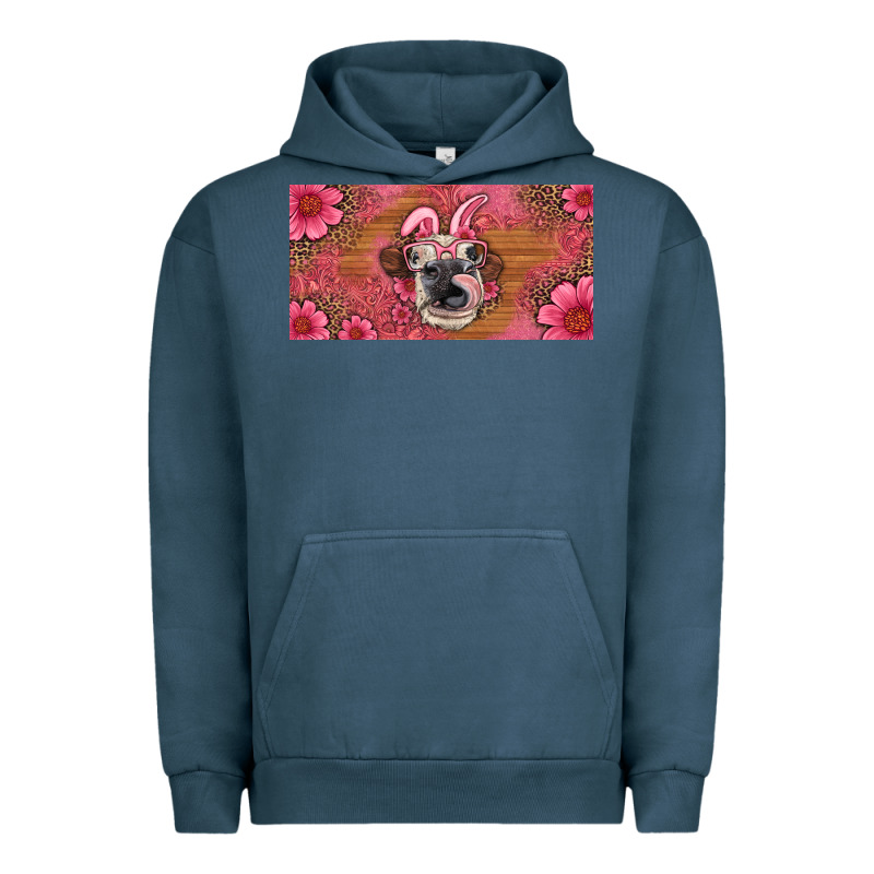 Easter Heifer With Bunny Ears And Glasses License Plate Urban Hoodie by Artiststas | Teevron