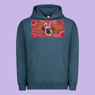 Easter Heifer With Bunny Ears And Glasses License Plate Urban Hoodie Designed By Artiststas