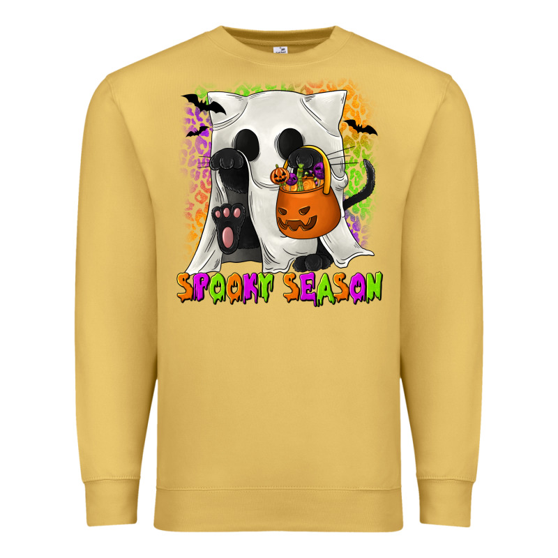 Spooky Season Ghost Cat Premium Sweatshirt by texasbilliewilder | Teevron