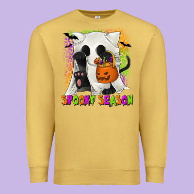 Spooky Season Ghost Cat Premium Sweatshirt Designed By Texasbilliewilder