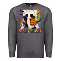 Charcoal Heather Spooky Season Ghost Cat Premium Sweatshirt - texasbilliewilder