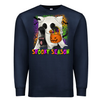 Navy Spooky Season Ghost Cat Premium Sweatshirt - texasbilliewilder