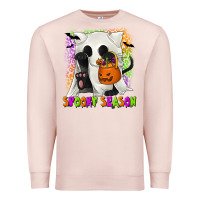 Pale Pink Spooky Season Ghost Cat Premium Sweatshirt - texasbilliewilder