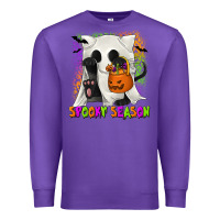 Purple Spooky Season Ghost Cat Premium Sweatshirt - texasbilliewilder
