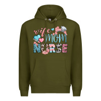 Army Green wife mom nurse Premium Hoodie - BundleAndBundleShop