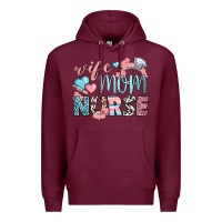 Burgundy wife mom nurse Premium Hoodie - BundleAndBundleShop