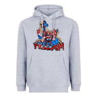 Heather Grey freedom rock hand Heavyweight Hoodie - Zillion Design Studio