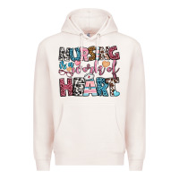 Pale Pink nursing is a work of heart Premium Hoodie - BundleAndBundleShop