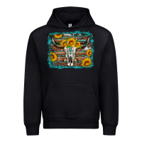 Black longhorn bull skull western turquoise background Urban Hoodie - Artiststas