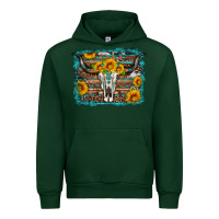 Forest Green longhorn bull skull western turquoise background Urban Hoodie - Artiststas