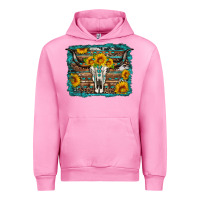 Fuchsia Pink longhorn bull skull western turquoise background Urban Hoodie - Artiststas