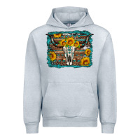 Heather Grey longhorn bull skull western turquoise background Urban Hoodie - Artiststas
