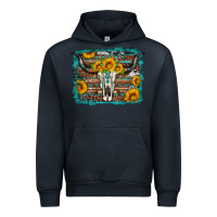 Navy longhorn bull skull western turquoise background Urban Hoodie - Artiststas