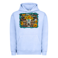 Pigment Grape Ice longhorn bull skull western turquoise background Urban Hoodie - Artiststas