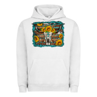 Pigment Lunar Rock longhorn bull skull western turquoise background Urban Hoodie - Artiststas