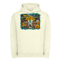 Pigment Pistachio longhorn bull skull western turquoise background Urban Hoodie - Artiststas