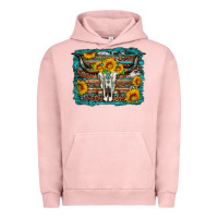 Pigment Salmon longhorn bull skull western turquoise background Urban Hoodie - Artiststas
