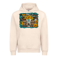 Sandshell longhorn bull skull western turquoise background Urban Hoodie - Artiststas