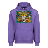 Tulip longhorn bull skull western turquoise background Urban Hoodie - Artiststas